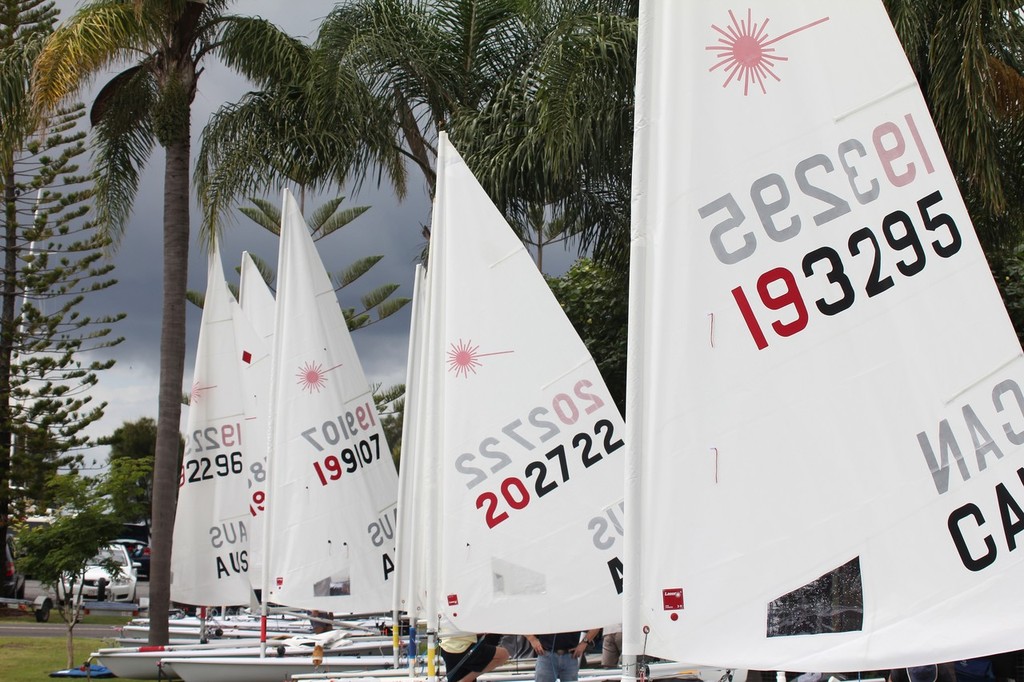 Ready to Rock - here comes the rain - Performance Sailcraft sponsored Laser Masters World Championship 2012 - Brisbane Australia © Laser Masters Worlds Media 2012 http://www.lasersailing.com.au